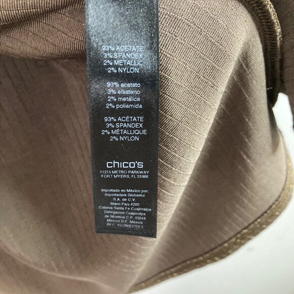 Womens Chicos Travelers Collection Open Cardigan Brown Gold L - Picture 8 of 9